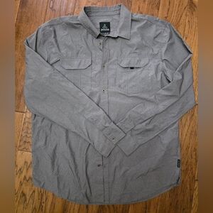 Prana Men's Lightweight Gray Shirt Button Down sz XL